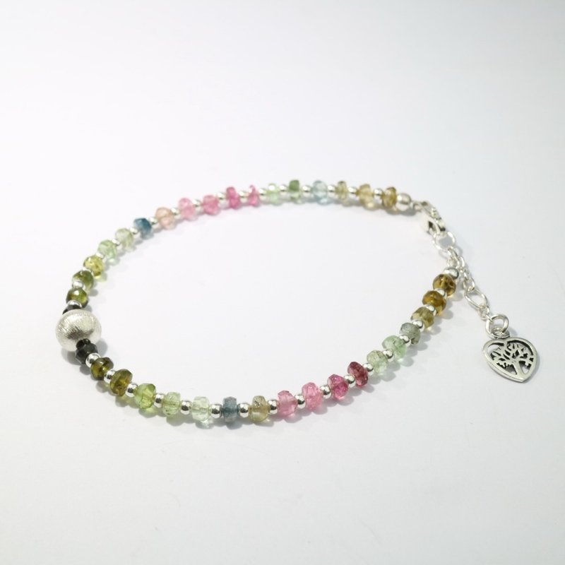 【ColorDay】Dazzling~碧玺 / 电气石纯银手链〈Tourmaline Silver Bracelet〉 - 手链/手环 - 宝石 多色