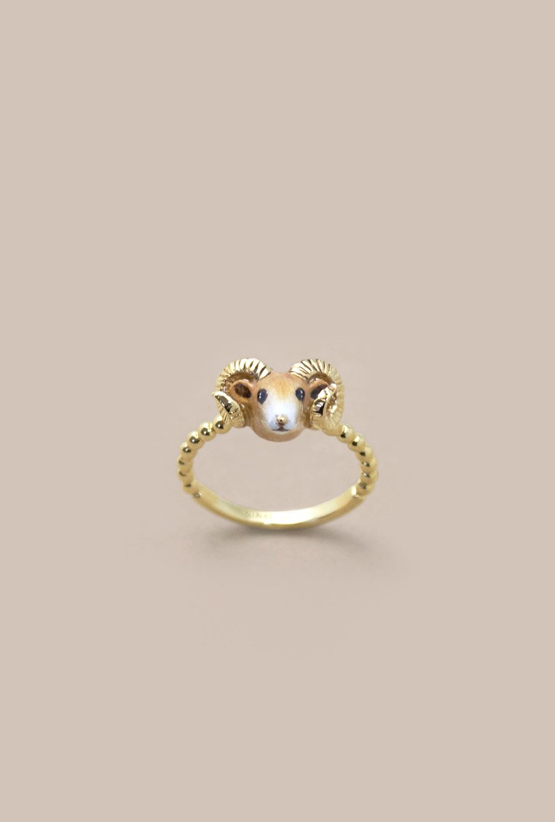 Sheep Ring - Chinese zodiac animals. Sign. Sheep, 羊環 - 戒指 - 其他金属 卡其色