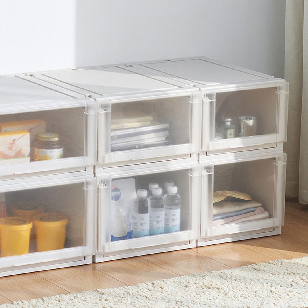日本天马 Fits unit 40面宽单层抽屉收纳箱-高30CM-3入 - 收纳用品 - 塑料 白色