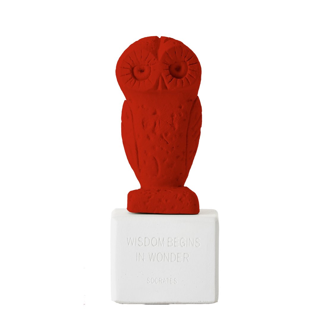 古希腊 猫头鹰摆饰 Owl Sophus (深红) - 手工陶制雕像 - 摆饰 - 陶 红色