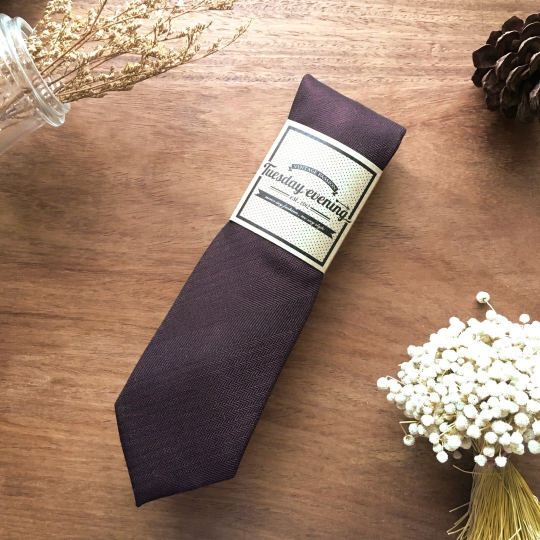 Neck tie Black Mahogany (Black-Red) Leveling Stripe - 领带/领带夹 - 棉 红色
