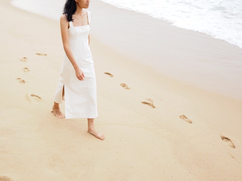 Vera Denim Dress - 洋装/连衣裙 - 棉．麻 白色