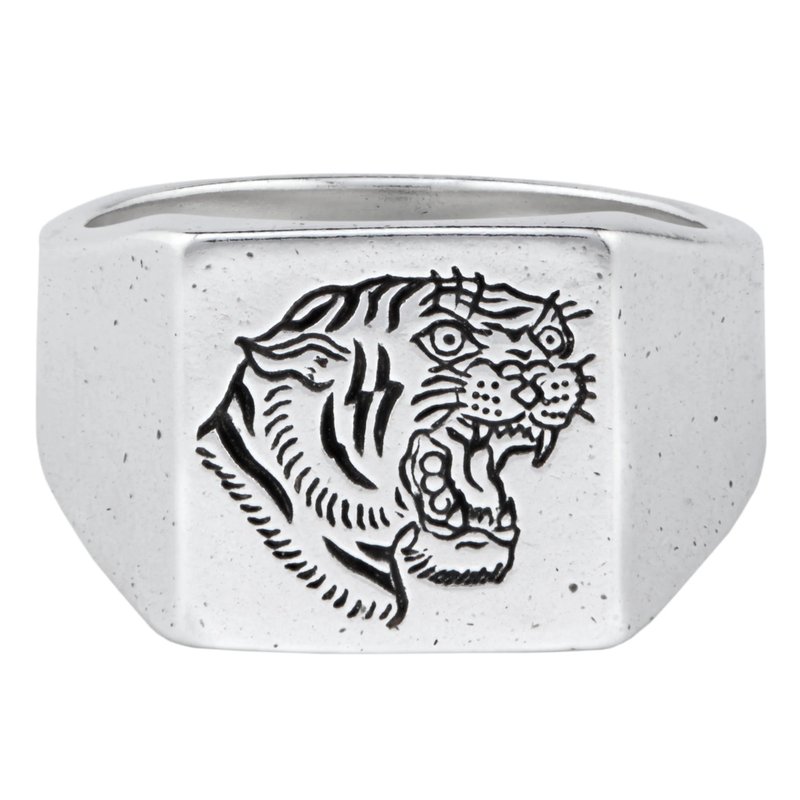 手工纯银老虎印章戒指 - LHN Jewelry - 戒指 - 纯银 银色