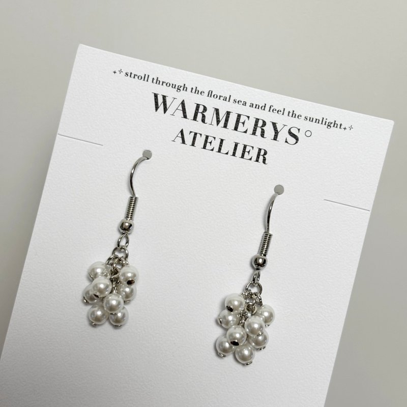 //现货// minimalist pearl earrings (silver) • 极简主义 珍珠 - 耳环/耳夹 - 珍珠 银色