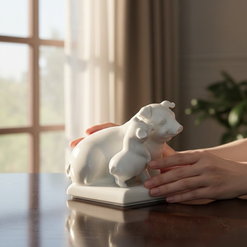 长乐_大猪小猪双瓷偶_知足长乐・倾诉与聆听的幸福对话 - 玩偶/公仔 - 其他材质 白色