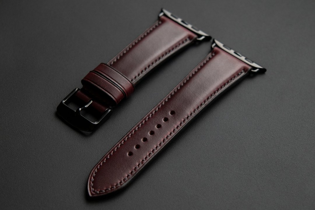 Apple Watch 表带 - Horween Chromexcel 酒红色皮革 (订制款) - 表带 - 真皮 紫色