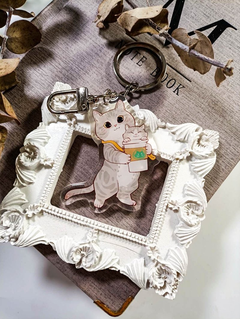 ME213_親子貓7 Parent-Child cat7 /晶透吊飾_鑰匙圈 - 钥匙链/钥匙包 - 塑料 多色