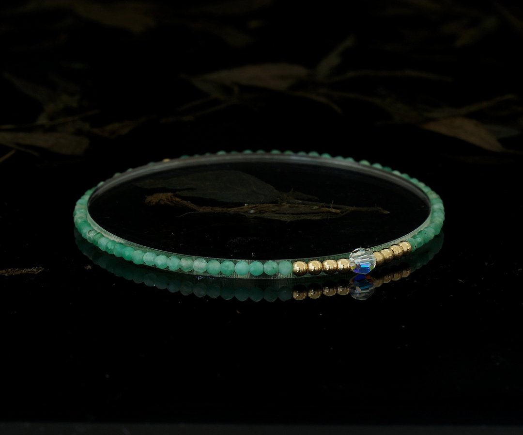 轻奢风 祖母绿 14KGF Swarovski 水晶手链 - 手链/手环 - 宝石 