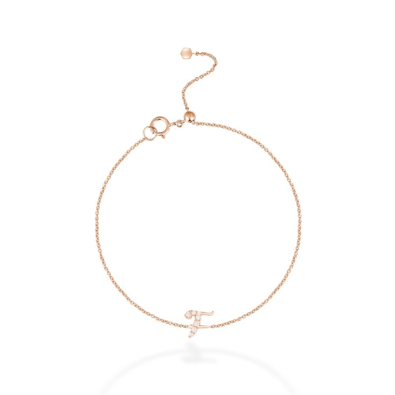 【mori】F 字母钻石手链 【14k玫瑰金】 - 手链/手环 - 钻石 粉红色