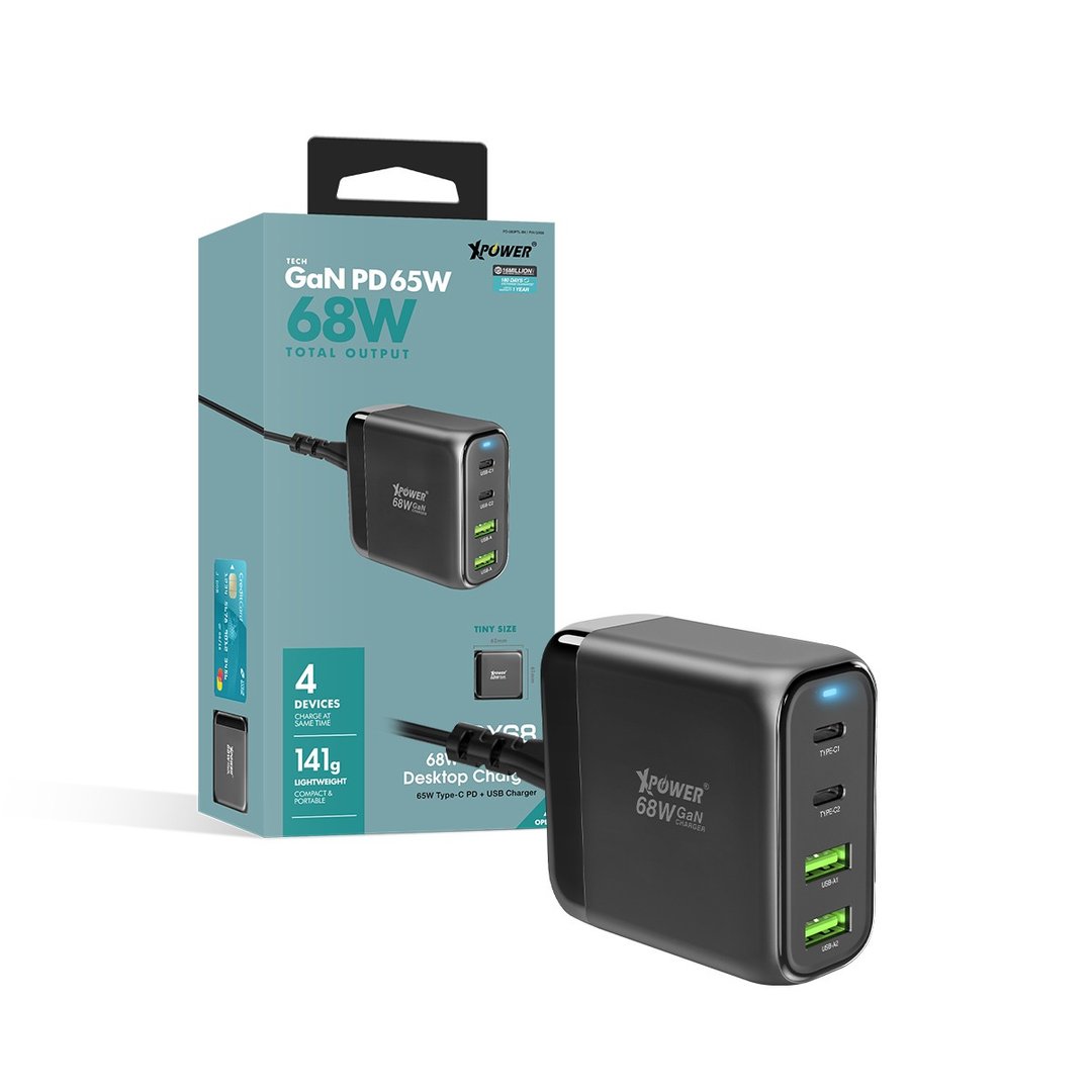 XPower GX68 68W PD 3.0/PPS/SCP迷你座枱充电器 - 手机配件 - 其他金属 黑色