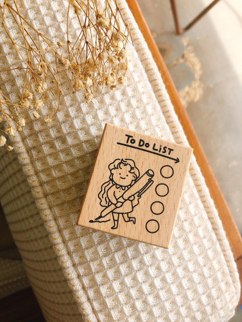 女孩 女童 小朋友 睡前任务 To Do List待办事项 木头章 手帐印章 - 印章/印台 - 木头 橘色