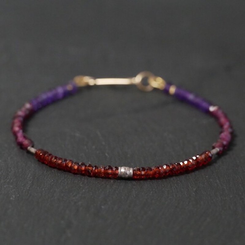 2 Different Type of Garnet&Amethyst Bracelet 14KGF - 手链/手环 - 宝石 紫色