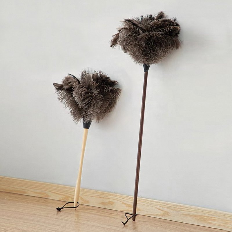 日本霜山 日式复古风木质长柄鸵鸟毛除尘掸(胡桃木握柄) - 其他 - 其他材质 灰色