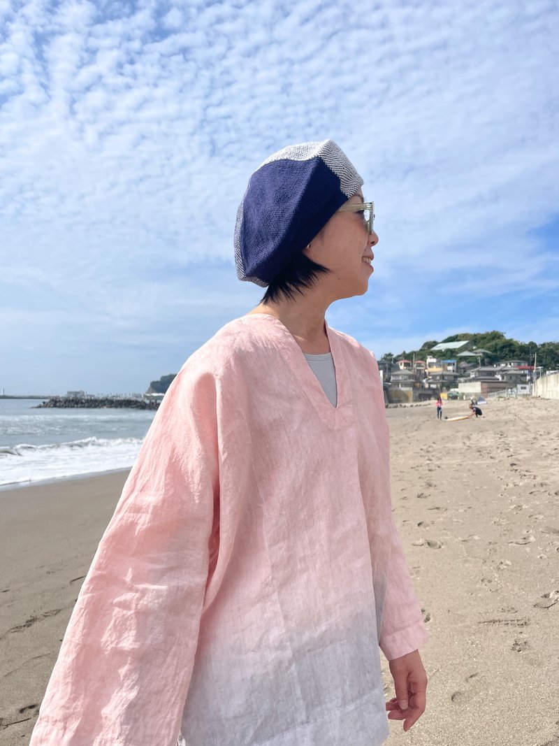 Before Sunset 红土染意大利亚麻自在感洋装 短洋装 披上夕阳 意大利 亚麻 - 洋装/连衣裙 - 棉．麻 粉红色