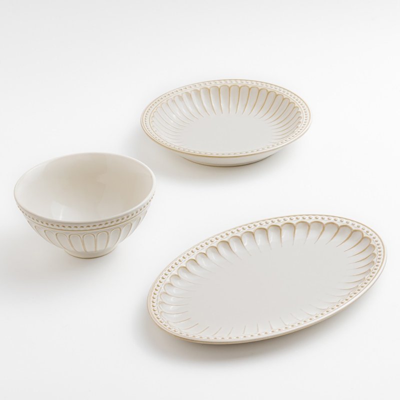 【新品】WAGA 宫廷浮雕 陶瓷圆盘-共3款 - 盘子/餐盘/盘架 - 瓷 多色