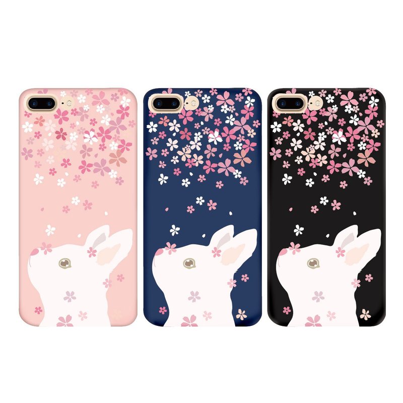 三色樱花与白兔小姐手机壳 - 手机壳/手机套 - 硅胶 多色