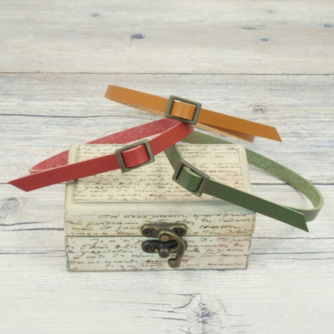 Genuine Leather Bracelet Choker [ITALIAN] Italian Leather Accessory Gift HH03K - 手链/手环 - 真皮 红色
