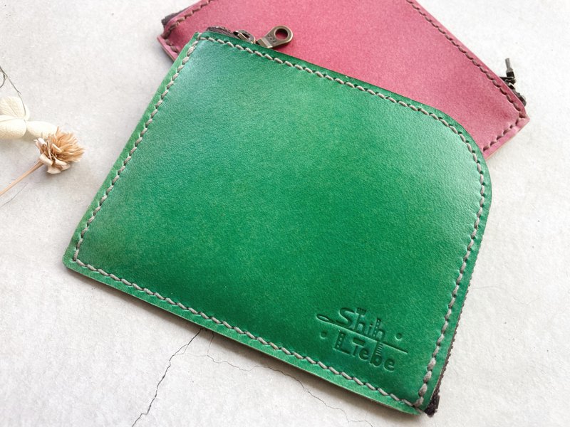 手工制植鞣革L型拉链钱包 手染艺术 - 零钱包 - 真皮 