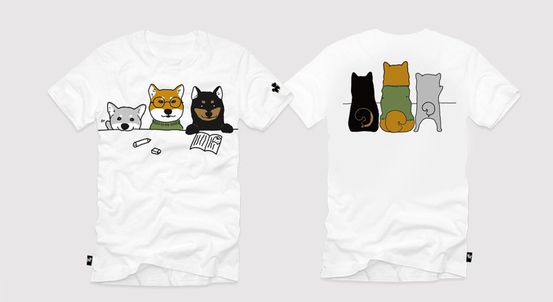 柴犬大学-返校日限量T恤-白 文创 设计 柴犬3兄弟 - 男装上衣/T 恤 - 棉．麻 白色