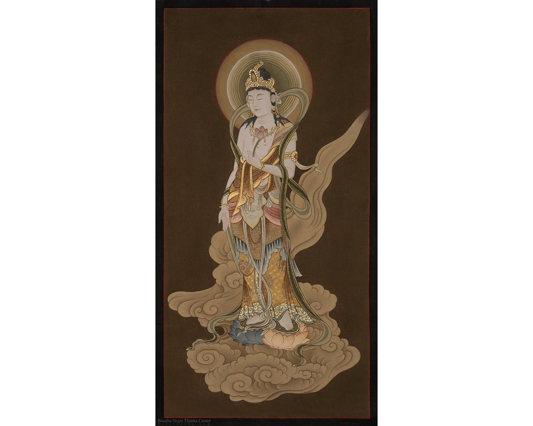 启迪的神圣形象日本神灵唐卡 - 墙贴/壁贴 - 24k 金 
