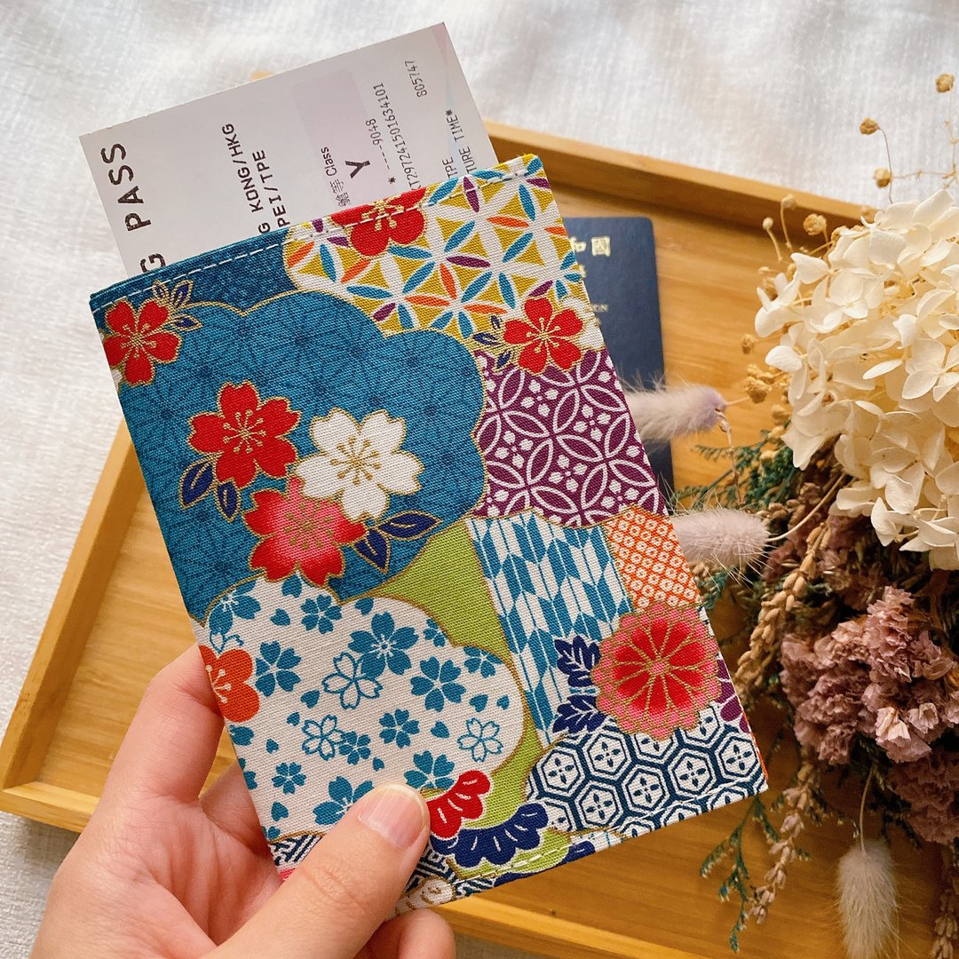 护照套 Passport Holder 护照夹 护照收纳 樱花云彩绿色款 - 护照夹/护照套 - 棉 