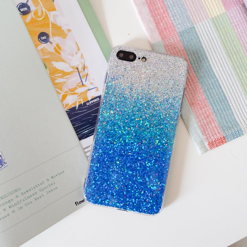 blue ombré | case, handmade, phone case, glitter case, iphone case, samsung case - 手机壳/手机套 - 防水材质 蓝色