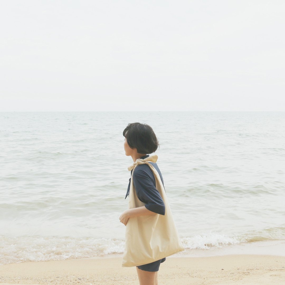 ribbon tote bag : vanilla - 侧背包/斜挎包 - 棉 白色