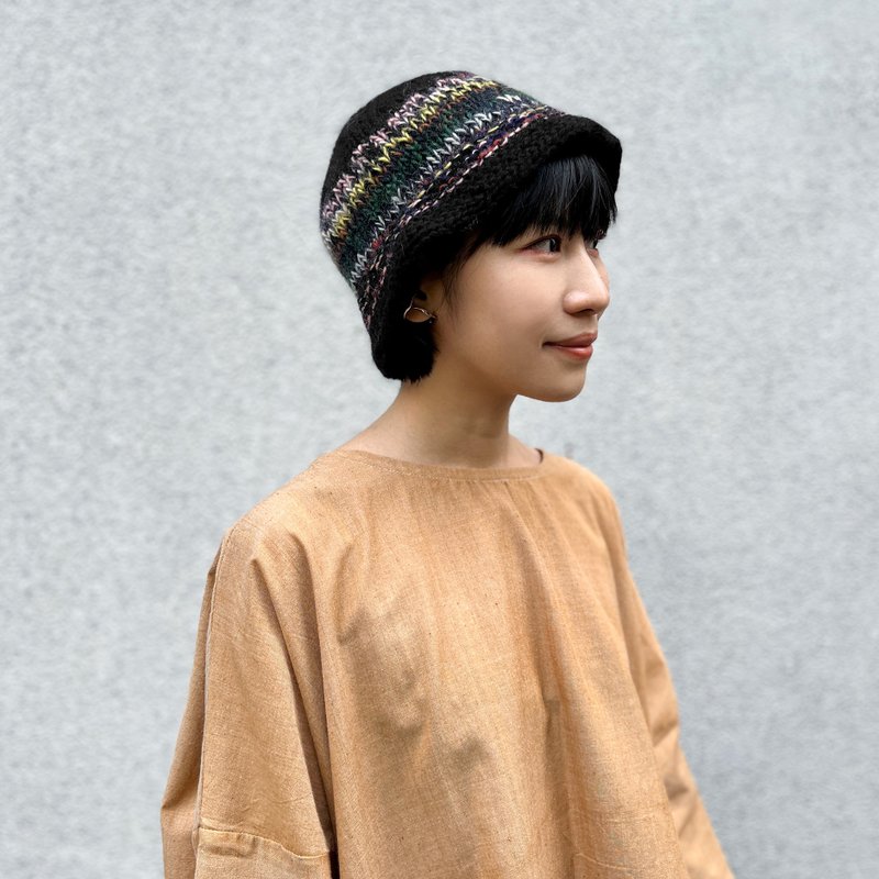 彩织羊毛_渔夫帽-星空黑_公平贸易 - 帽子 - 羊毛 黑色