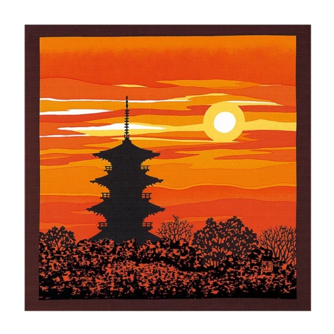 京都风吕敷包巾-井堂雅夫 三巾-东寺黄昏 - 摆饰 - 棉 