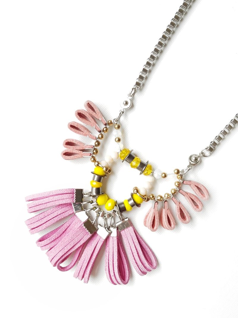 FAYE Winged Stack Smock Necklace //PINK - 项链 - 其他材质 粉红色