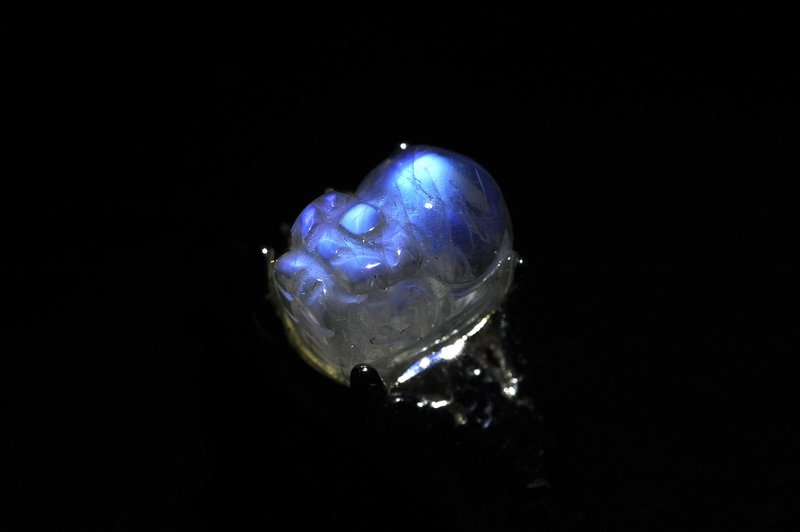 蓝月光貔貅戒子 矿石/水晶/灵修/开运/招财/破煞/防小人 - 戒指 - 半宝石 