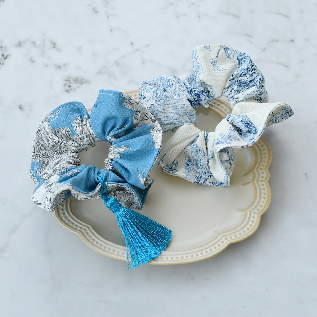 Toile de Jouy 印花发圈组 – 天蓝色 - 发饰 - 棉 蓝色