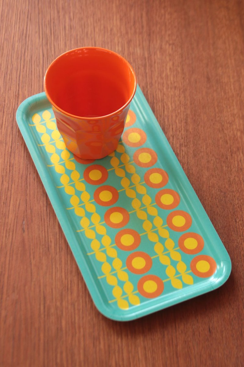 可爱北欧复古风 Floryd花花榉木托盘 LAST ONE! - 收纳用品 - 木头 橘色