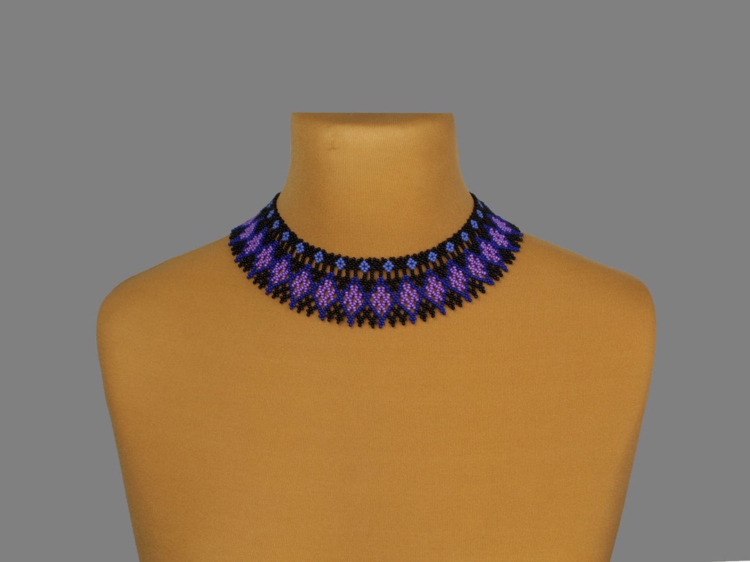 Black and purple beaded necklace for woman - 项链 - 玻璃 紫色
