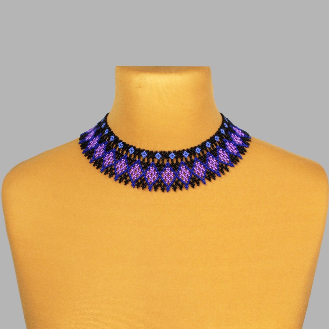 Black and purple beaded necklace for woman - 项链 - 玻璃 紫色
