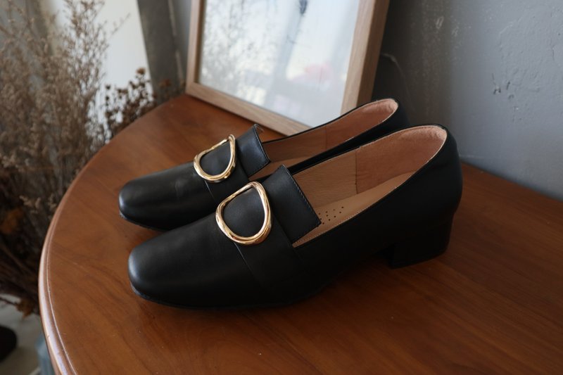 【树栖】方头低跟乐福鞋-黑 - 其他女款皮鞋 - 真皮 黑色