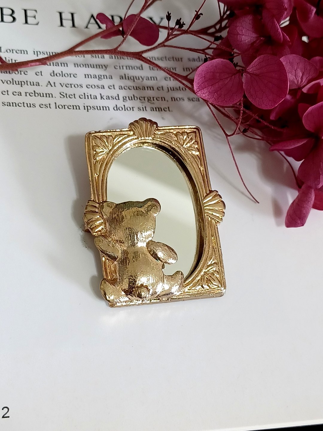 vintage jewelry  照镜子的泰迪熊 趣味别针 胸针 - 胸针 - 其他金属 