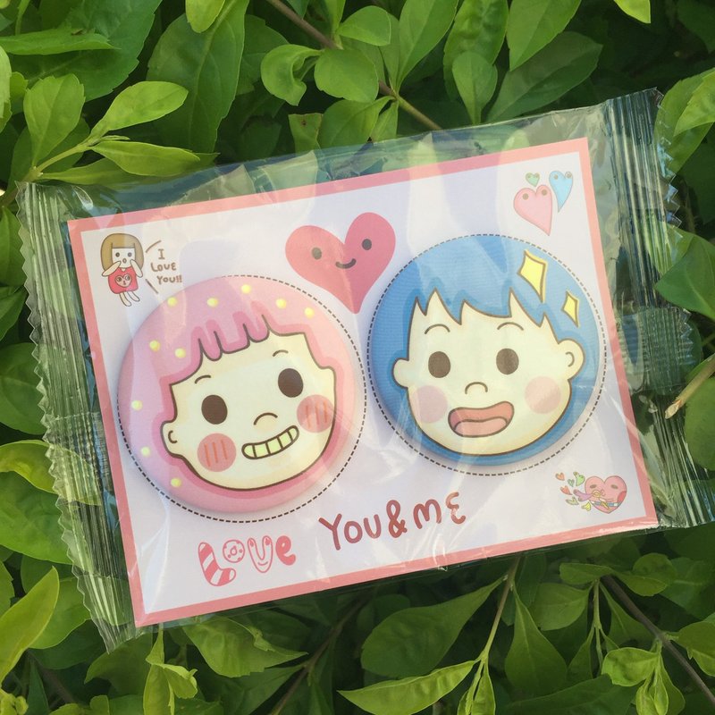 情人节对章/中徽章(两个) - 徽章/别针 - 塑料 白色