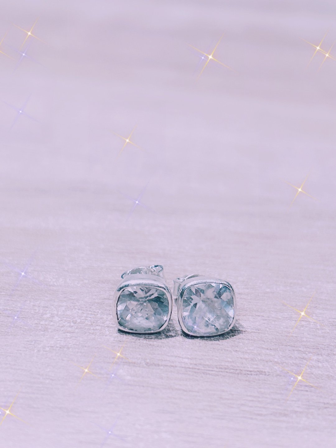小白晶晶 - 耳环/耳夹 - 纯银 白色