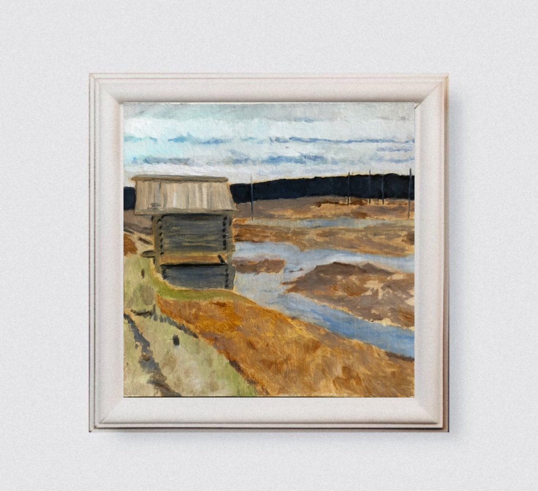 Autumn village Landscape original oil painting - 墙贴/壁贴 - 其他材质 咖啡色