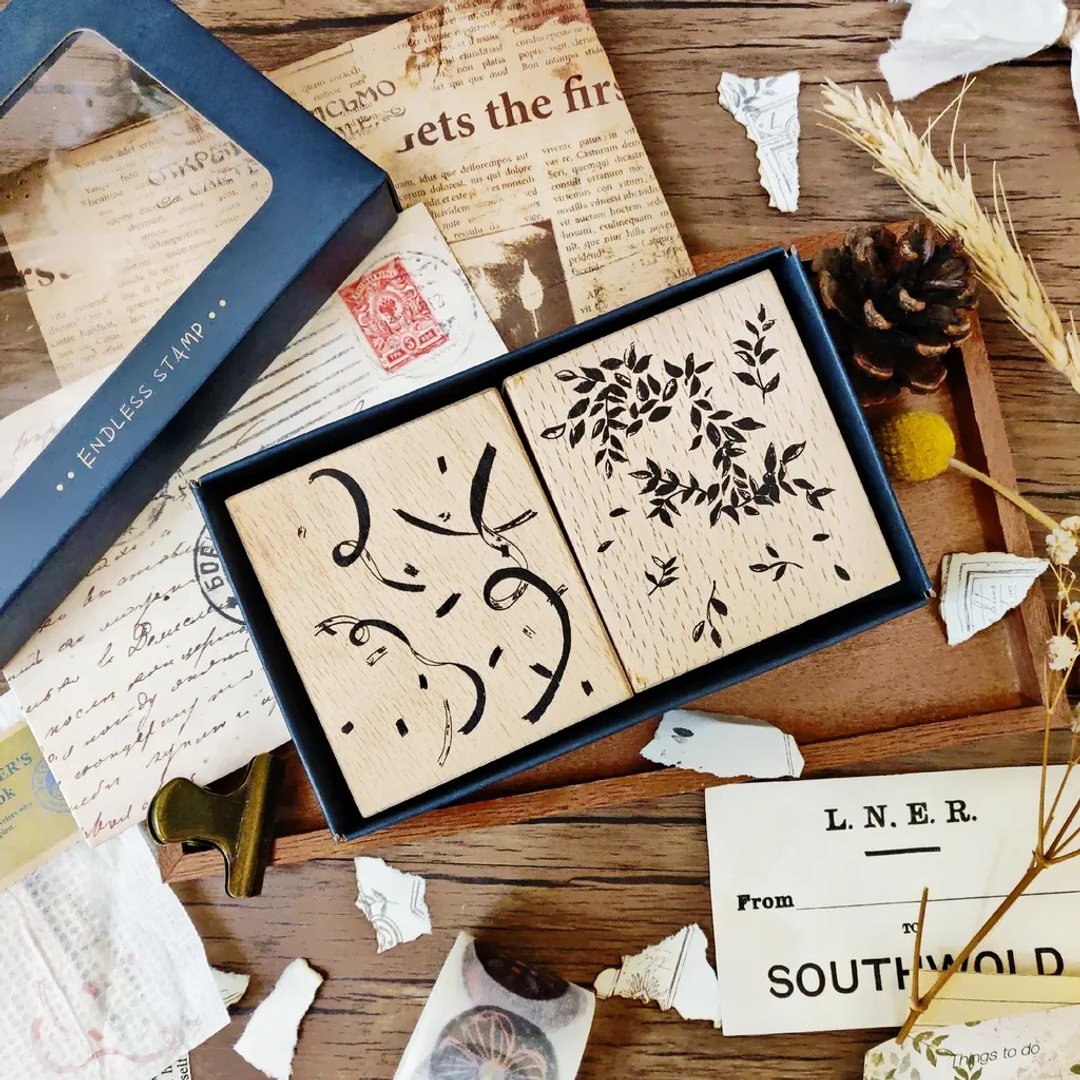 叶与缎带 无边系列 印章组· 小鹿工作室 - 印章/印台 - 木头 