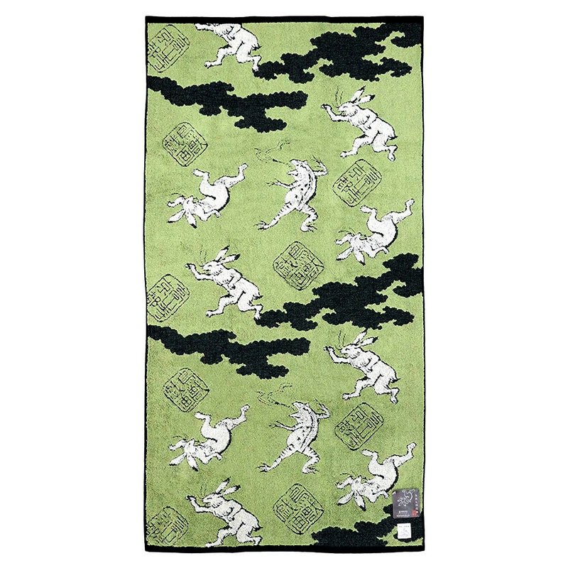 今治鸟兽戏画缇花吸水洗脸巾/毛巾/浴巾 绿 - 毛巾浴巾 - 棉．麻 