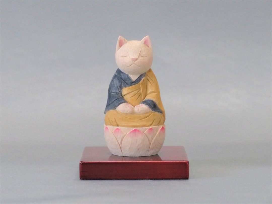 Wood carving Cat Buddha 2007 - 玩偶/公仔 - 木头 橘色