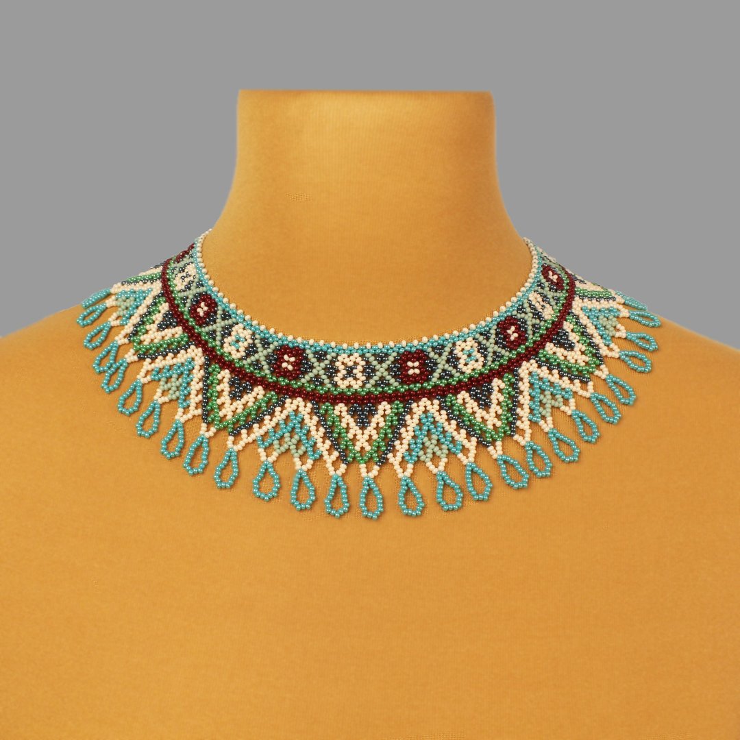Beaded bib necklace statement accessories for women - 项链 - 玻璃 多色