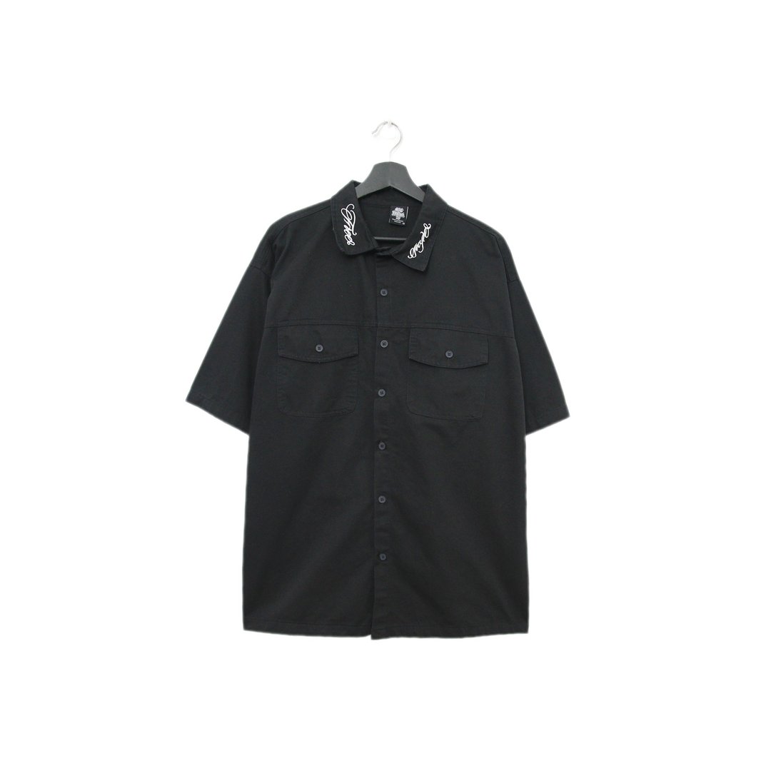 Back to Green-刺绣短袖衬衫 哥德式字样 ss-18// vintage shirt - 男装衬衫 - 棉 