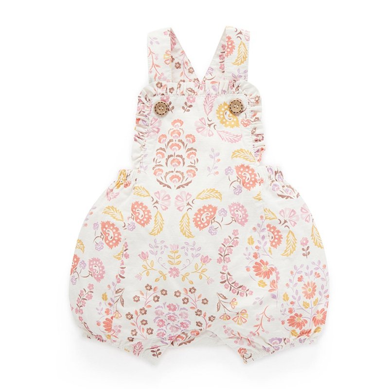 澳洲Purebaby有机棉婴儿吊带连身衣/新生儿包屁衣 佩斯利印花 - 包屁衣/连体衣 - 棉．麻 