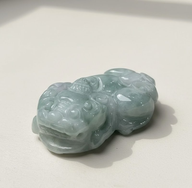 【招财神兽】飘绿花翡翠貔貅 | 天然缅甸玉翡翠 A 货 | 送礼 - 其他 - 玉石 绿色