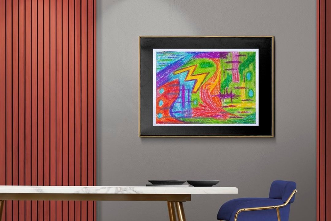 抽象粉彩艺术画作，抽象艺术品，柔和 - 墙贴/壁贴 - 纸 多色