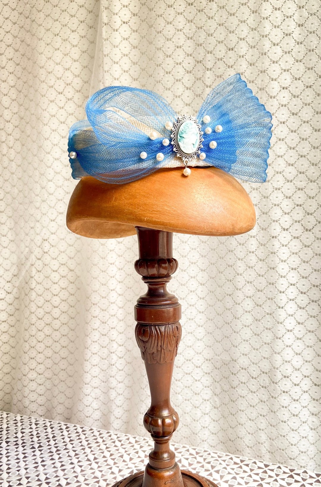 英式药盒帽Pillbox hat-Cecilia II - 帽子 - 棉 白色