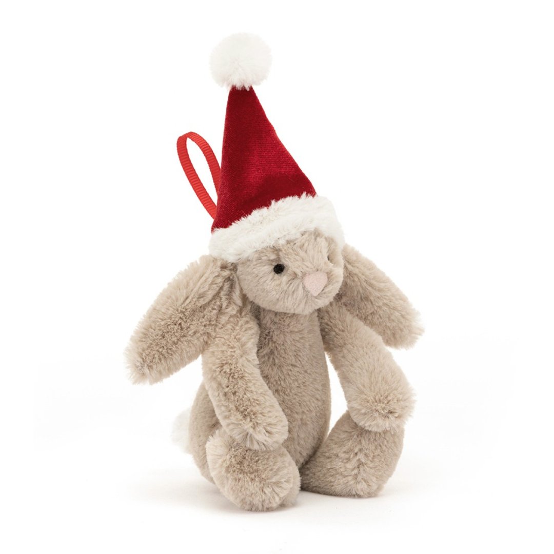 Bashful Christmas Bunny 圣诞挂饰 圣诞小帽拿铁灰兔 - 玩偶/公仔 - 聚酯纤维 红色